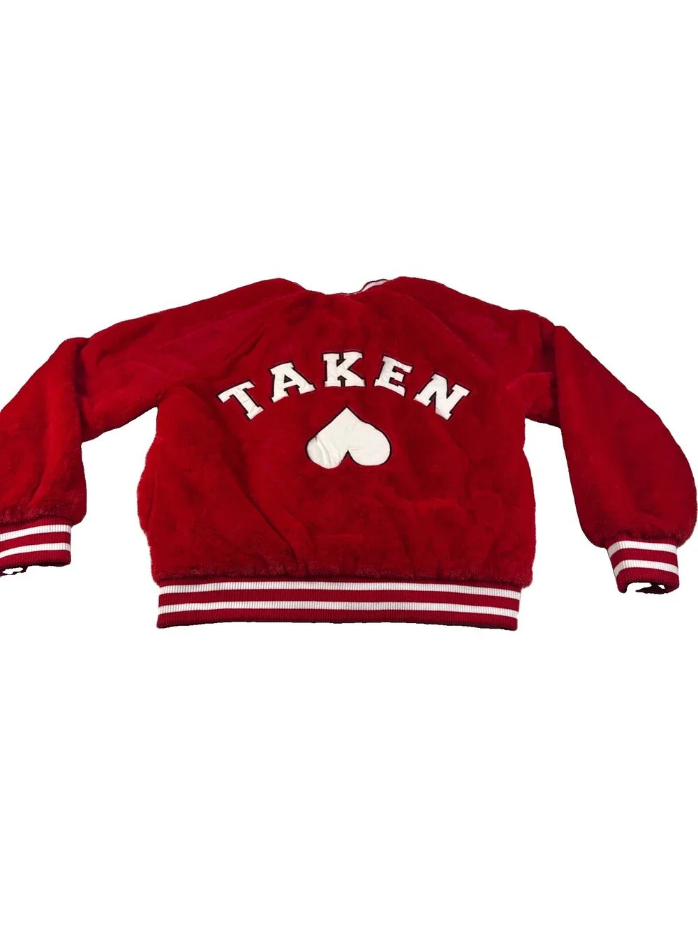 Forever 21 Faux Fur Bomber Jacket Full Zip Women's Red - Size L Pre Owned